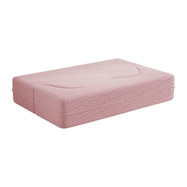 Modern Floor Sofa, With 2 Pillows, Convertible Teddy Fabric Foam Filled Bed