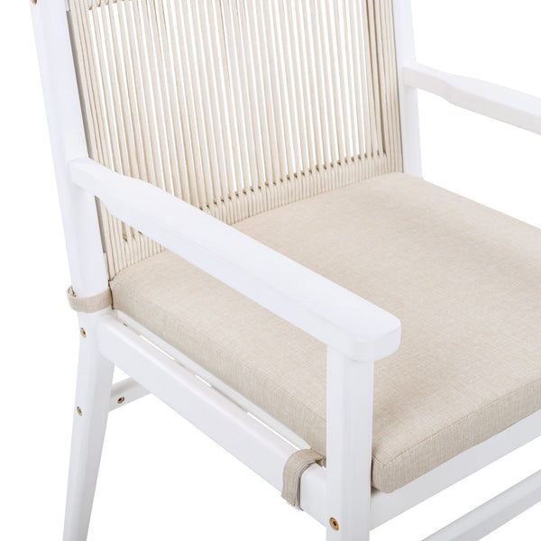 Outdoor Acacia Wood Patio Dining Armchair (Set of 2)