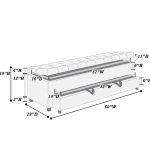 Storage Ottoman With Tufted Seat And Underseat Drawer