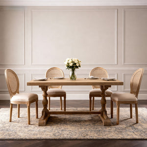 Dining Chairs, Upholstered With Round Back (Set of 2) - Beige