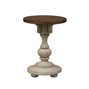 Morgan Creek - Chair Side Table - Antique White / Wirebrushed Tobacco Accents