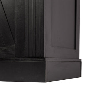 Barn Door Storage Cabinet With 2 Drawers & Door Rack, Adjustable Shelves