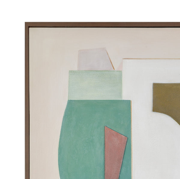 Layered Geometry Framed Canvas - Green