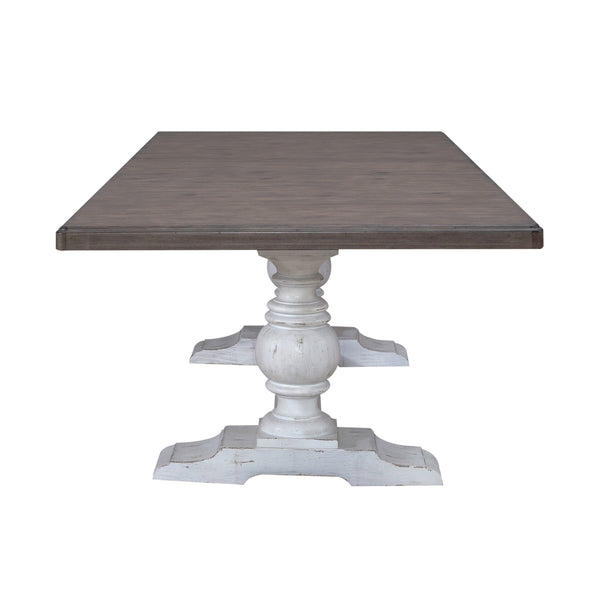 River Place - Trestle Table - Riverstone White & Tobacco
