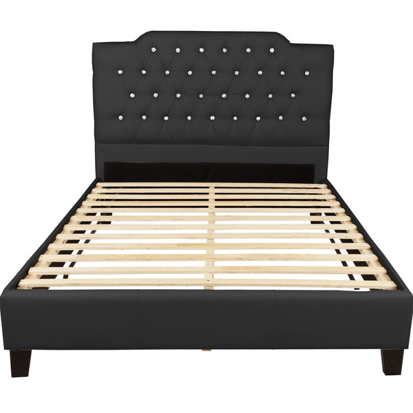 Modern Bed Frame With Tufted Upholstered Headboard