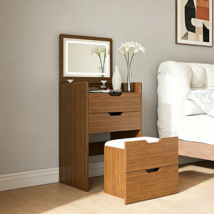 Vanity Desk With Lighted Mirror & Stool