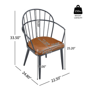 Industrial Inspired Upholstered Dining Chair Set With Metal Legs (Set of 2) - Brown