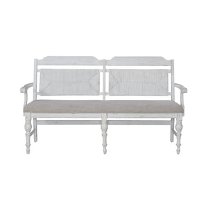 River Place - Panel Back Bench - Riverstone White & Tobacco