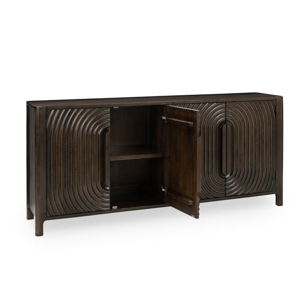 Colson - Mango Wood 4 Door Cabinet - Dark Brown