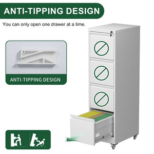 Drawer Metal Locking Vertical File Cabinet With Wheels Heavy Duty Lockable Storage
