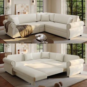 L-Shaped Sofa Couch With Pull-Out Bed