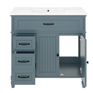 Bathroom Vanity With Sink, 2 Doors 2 Drawers, Freestanding Design