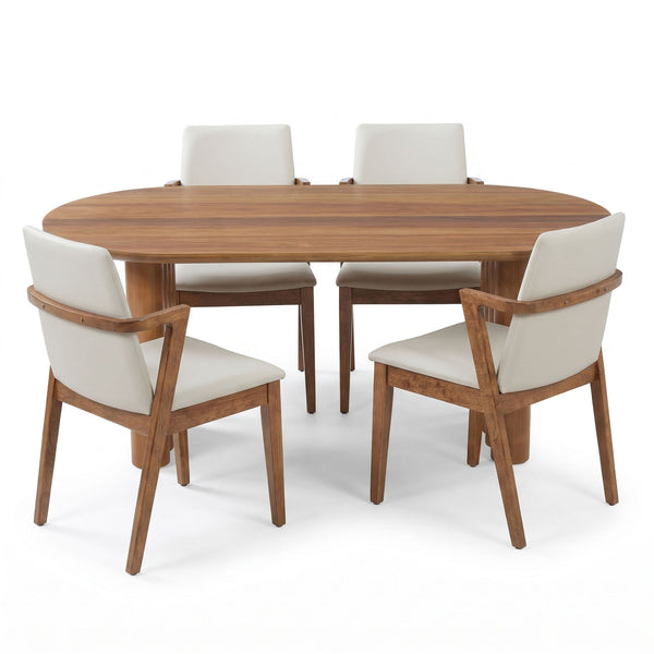 5 Piece Indoor Dining Set With Oval Table And Chairs