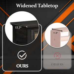 Nightstand With 3 Drawers, Tall End Table - Brown