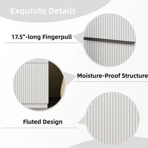 Fluted Bathroom Vanity With Ceramic Sink, Freestanding Cabinet