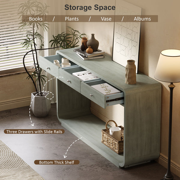 Console Table With 3 Drawers And Display Shelf