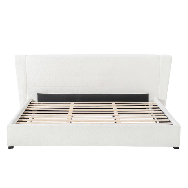 Upholstered Wingback Platform Bed Frame, No Box Spring Needed