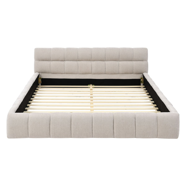 Modern Platform Bed Frame With Thick Fabric