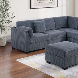 Contemporary L - Sectional Sofa Set With Ottoman And Pillows