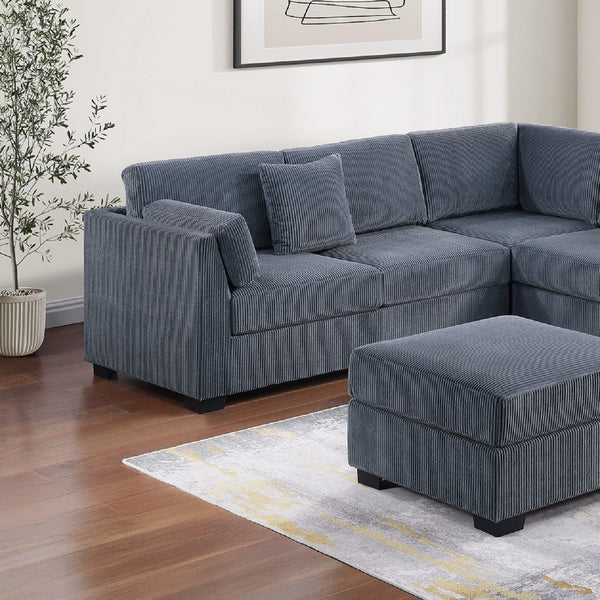 Contemporary L - Sectional Sofa Set With Ottoman And Pillows