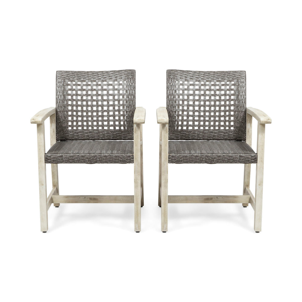 Outdoor Dining Chair Acacia Wood Frame (Set of 2)