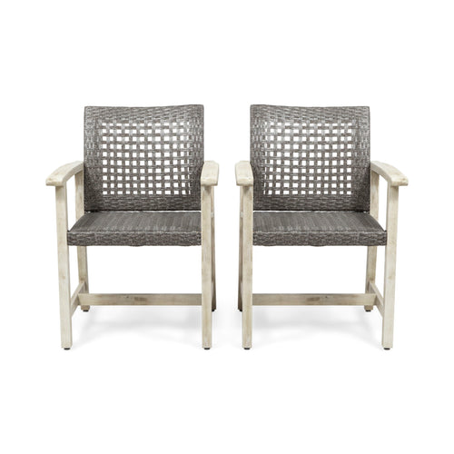 Outdoor Dining Chair Acacia Wood Frame (Set of 2)