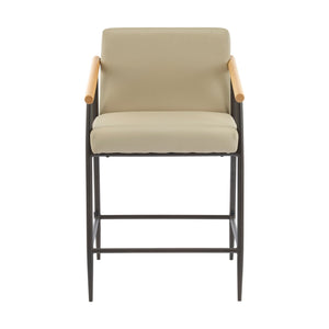 Counter Stool Set With Espresso Metal Frame - Khaki