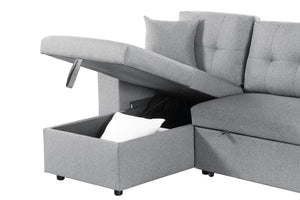 Daniel - Upholstered Reversible Sectional With Pull Out Loveseat - Light Gray