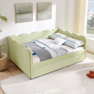 Gingham Daybed & USB Charging Port, Wave-Shaped Design