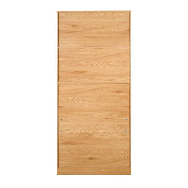 Fluted Kitchen Pantry Cabinet With 3 Keyboard Drawers & 6 Door Shelves Adjustable