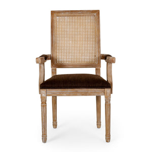 Upholstered Dining Chair With Cane Backrest