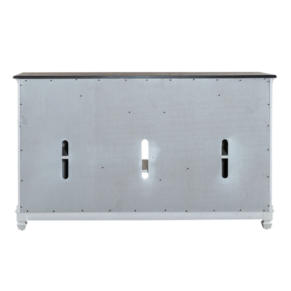 Allyson Park - 68" Highboy TV Console - Wirebrushed White / Charcoal