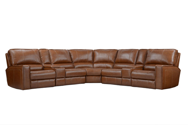 Rockford - 7 Piece Modular Power Reclining Sectional With Power Adjustable Headrests - Verona Saddle