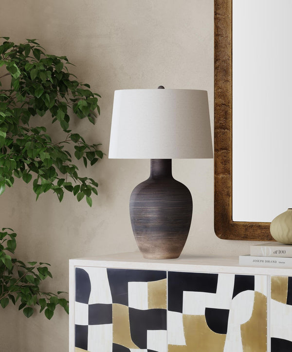 Volga - Table Lamp - Dark Gray / Beige