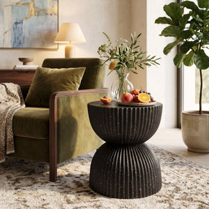 Side Table With Speckled Ribbed Texture