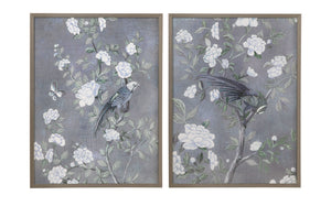 Birds & Blooms I Framed Print - Dark Gray