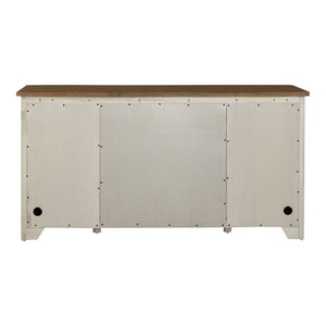 Farmhouse Reimagined - Door Credenza - Antique White / Chestnut Tops