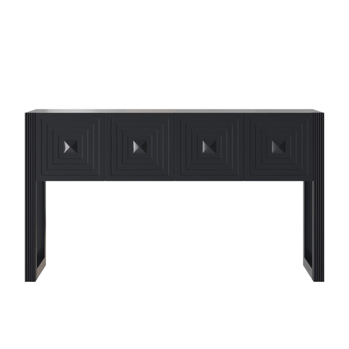 Geometric Carved Console Table With 3 Soft Close Drawers
