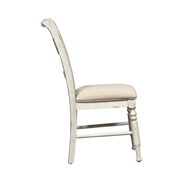 Whitney - Slat Back Side Chair - Antique Linen / Weathered Gray