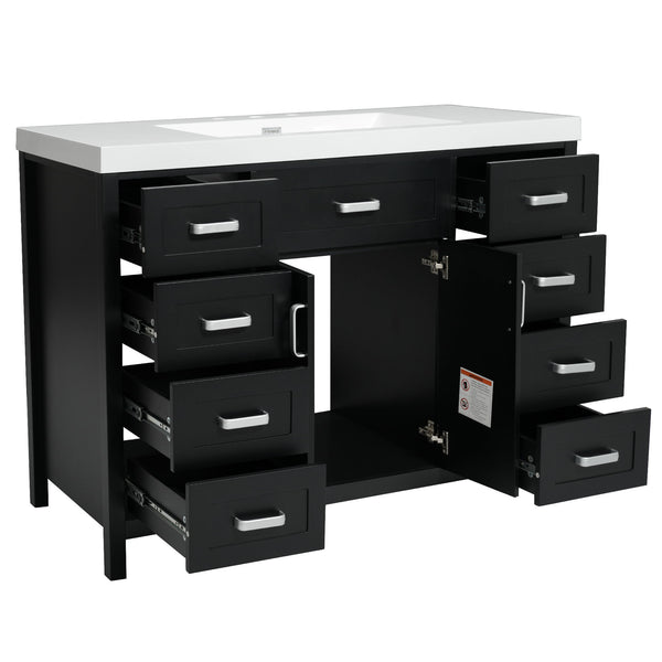 Bathroom Vanity With Sink, 2 Doors 8 Drawers, Soft Close System, Classic Design