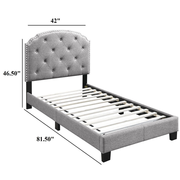 Button Tufted Bed With Nailhead Trim