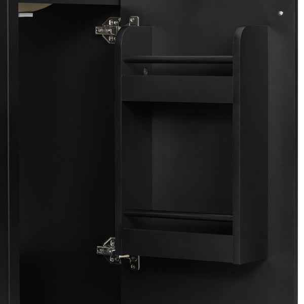 Classic Retro Bathroom Vanity With Sink, Door Shelf, Side Open Storage Frame