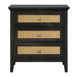 Nightstand With 3 Drawers, Tall End Table - Brown
