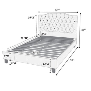 Modern Bed Frame With Tufted Upholstered Headboard