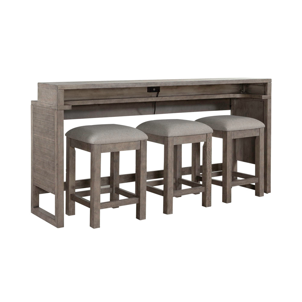 Bartlett Field - 4 Piece Living Room Set (Console Bar Table & 3 Console Stools) - Dusty Taupe