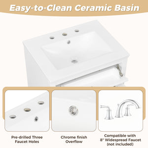 Freestanding Bathroom Vanity With Sink, Soft Close Door, Tip Out Drawer