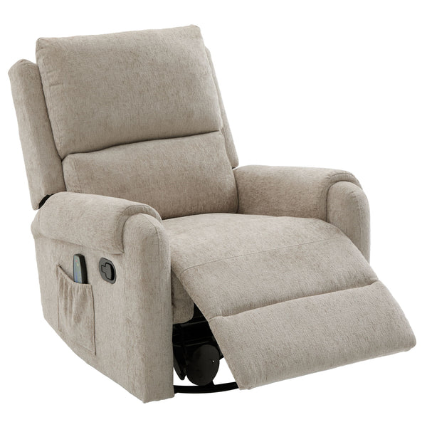 Manual Recliner Massage Chair With Swivel Rocker, 8 Massage Modes, Side Storage Pocket