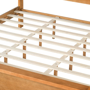 Queen Bed Frame With Dual Open Storage Headboard And Footboard, No Box Spring Needed - Light Brown