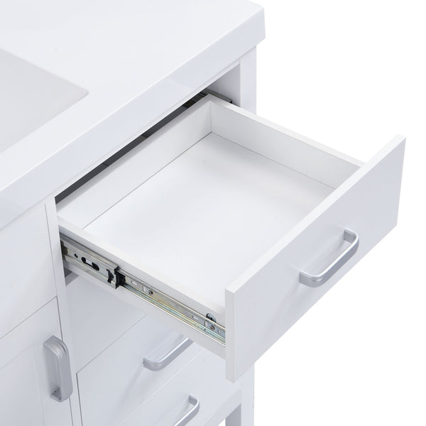 47.25" Modern Bathroom Vanity With Sink, Soft Close Single Door & 6 Drawers - White
