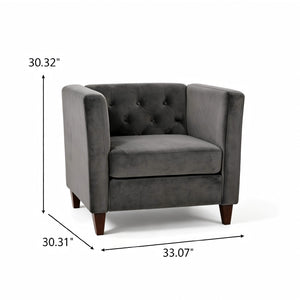 Button Tufted Accent Chair, Square Arms